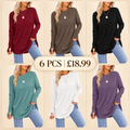Women's Basic Minimalist Long Sleeve Round Neck Tunic Top - Lady's Spandex Shirt with Thumb Holes, Cuffed Sleeves, Curved Hem, Clothes for Women, Back to School Outfits to Wear with Leggings