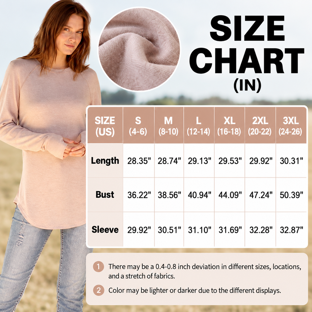 Women's Basic Minimalist Long Sleeve Round Neck Tunic Top - Lady's Spandex Shirt with Thumb Holes, Cuffed Sleeves, Curved Hem, Clothes for Women, Back to School Outfits to Wear with Leggings